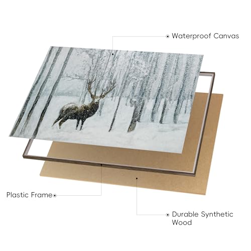Christmas Canvas Wall Art Reindeer Scene 20x28 Inch Holiday Decor for Living Room