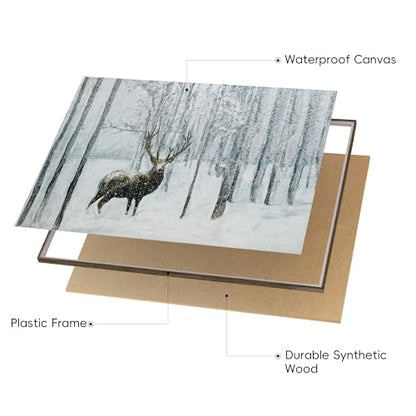 Christmas Canvas Wall Art Reindeer Scene 20x28 Inch Holiday Decor for Living Room