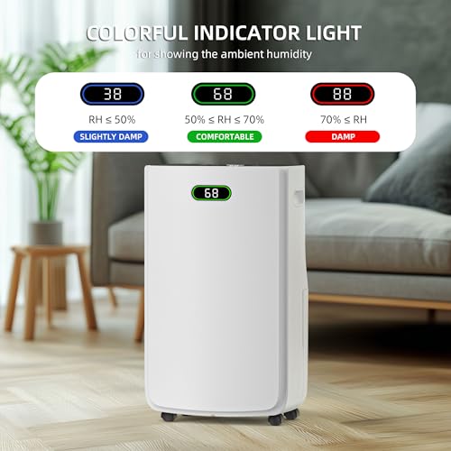 80 Pint Dehumidifier for Basement with Drain Hose, Quiet & Large Capacity
