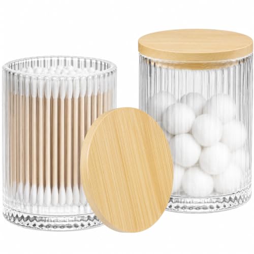 Glass Apothecary Jar with Natural Bamboo Lid - 2 Pack