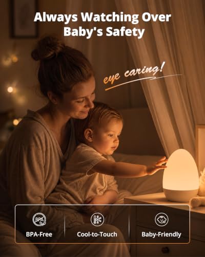 Egg Night Light for Nursery with 17 Color Modes & Dimming - Baby Sleep Lamp
