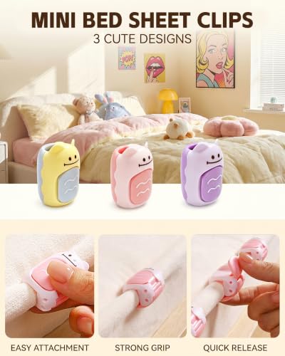 8Pcs Cute Cat Pattern Bed Sheet Fasteners Secure Bedding Prevent Sliding Egg Yolk Sauce