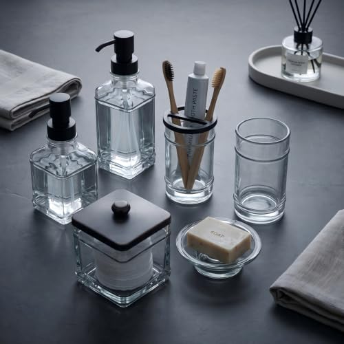 Blue Glass Bathroom Set 6-Piece Dispenser & Accessories for Counter