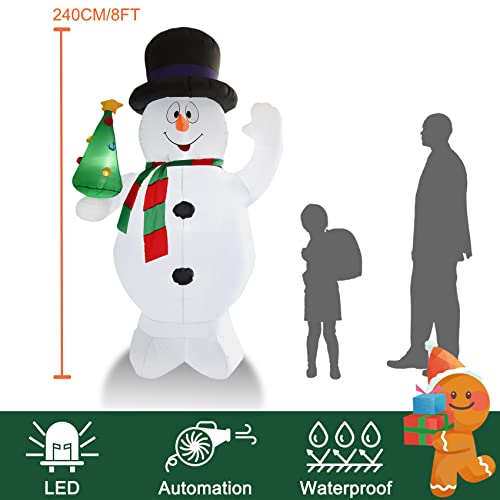 8FT Snowman Inflatable Christmas Decoration with LED Lights - Outdoor Yard Holiday Decor - Variation of THIS listing
