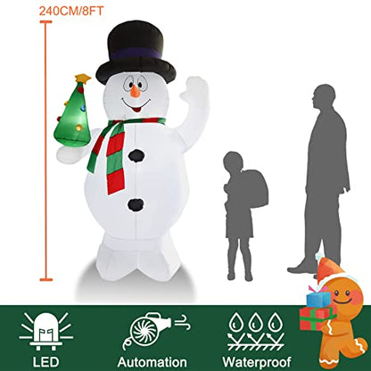 8FT Snowman Inflatable Christmas Decoration with LED Lights - Outdoor Yard Holiday Decor - Variation of THIS listing
