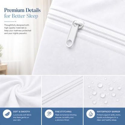 White Full Size Mattress Protector Cover 6-9 Inch Soft Water-Resistant Breathable