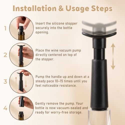 Wine Vacuum Pump & Reusable Silicone Stoppers Set - Keep Wine Fresh