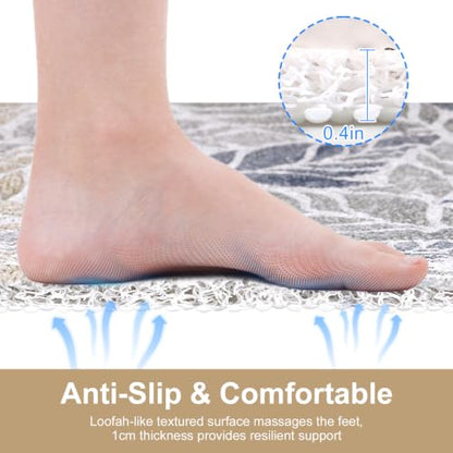 Large Non Slip Shower Mat for Inside Shower - Leaf Pattern, 36 x 24 Inches