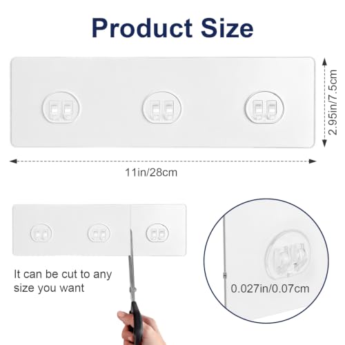 2 Pack Transparent Adhesive Shower Hooks for Replacement - No Drilling Bathroom Storage