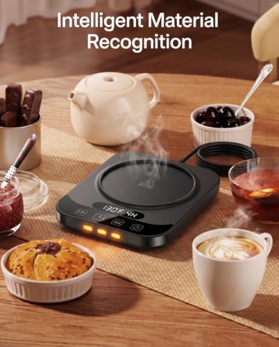 Electric Candle Warmer Plate with Auto Shut-Off & Timer, Large 4.5-Inch Surface, 9 Temperature Settings & Mug Warmer for Office & Home