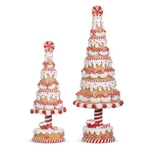 Holiday Gingerbread & Peppermint Tree Set - Festive Christmas Decor