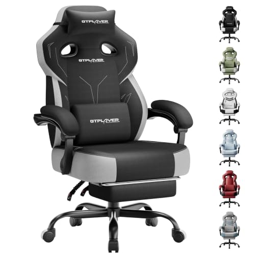 GTPLAYER Big & Tall Gaming Chair Charcoal 13 Wide Seat with Footrest