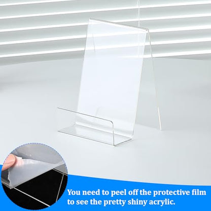 12 Pack Acrylic Book Display Stands - Clear Supports for Books, Photos, and Art