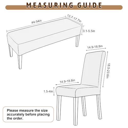 Stretch Dining Chair Covers Set of 4 with Bench Cover - Beige
