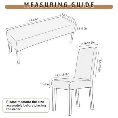 Stretch Dining Chair Covers Set of 4 with Bench Cover - Beige