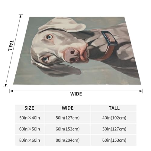 Weimaraner Dog Blanket Gift for Women Kids - Cozy Flannel Throw 60x80 in - Puppy Lover Decor