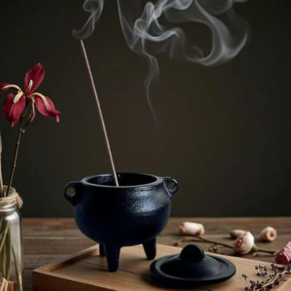 Cast Iron Incense Holder Tripod Burner Mini Cauldron Home Decor