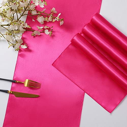 Satin Table Runners 12x108 Inches - Hot Pink | 6 Pack, Elegant Party Decor