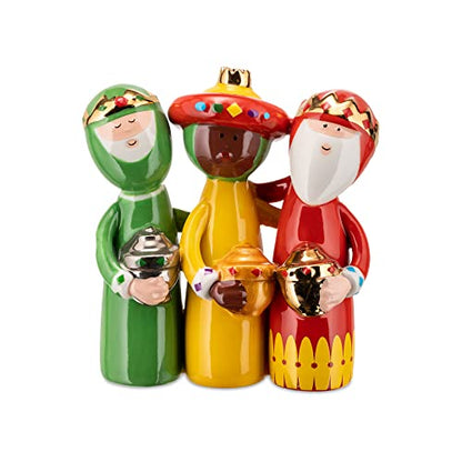Nativity Scene Figurine Set - Hand Decorated Porcelain with Three Wise Men