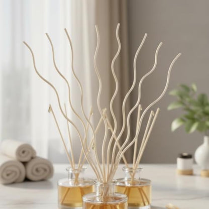 Natural Rattan Reed Diffuser Sticks - Wavy Aromatherapy Refills - Set of 10