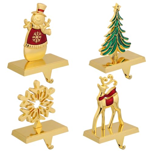 Christmas Stocking Holders Set of 4 with Reindeer Snowman Snowflake 3D Design