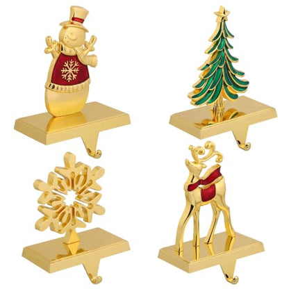 Christmas Stocking Holders Set of 4 with Reindeer Snowman Snowflake 3D Design