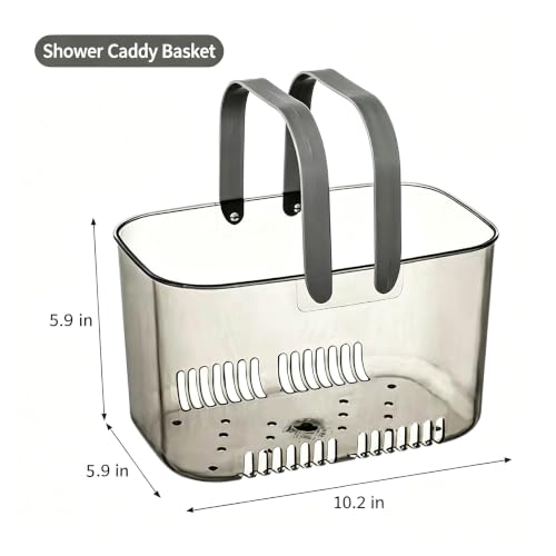 Gray Shower Caddy with Handle & Drain Holes for Bathroom Dorm Gym
