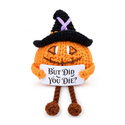 Halloween Crochet Pumpkin Boo Basket Stuffer - Funny Gnome Gift for Women & Men