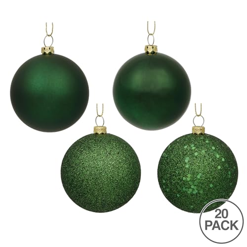 Emerald Green Holiday Ornament Set - Shatterproof 2.75-Inch Balls, 20-Pack