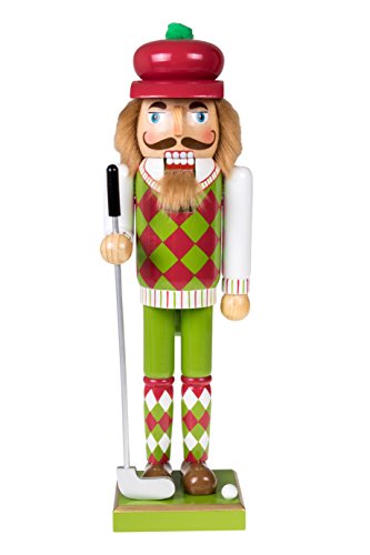 Traditional Wooden Nutcracker - 14 Inch Festive Christmas Decor - Golfer Variation
