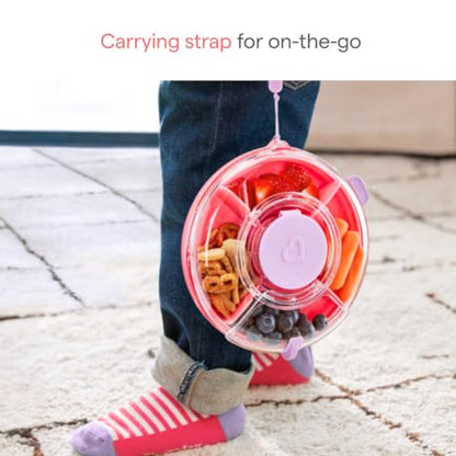 Kids Snack Container with Rotating Wheel & Lid - Pink, BPA Free