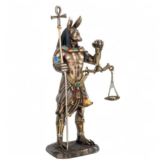 Veronese Design 10 5/8 Inch Anubis Holding Ankh Staff and Scale Resin Sculpture Cold Cast Bronze