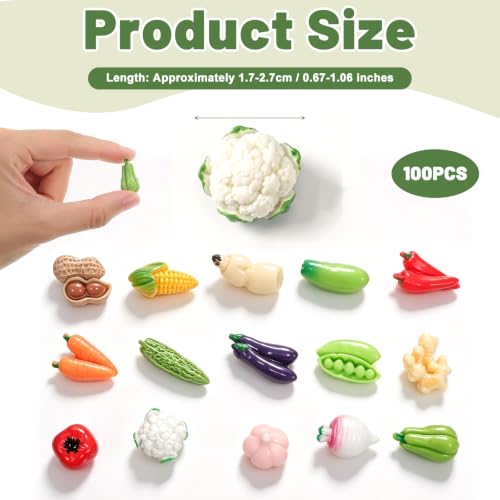 100PCS Fake Vegetable Resin Miniatures for Crafts and Decor