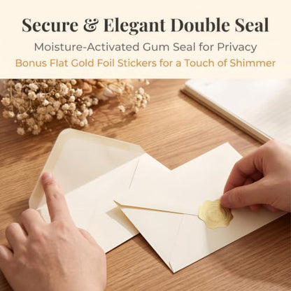 100 Pack Cream Blank Cards and Envelopes with Stickers - 4x6 Inch Stationery Set