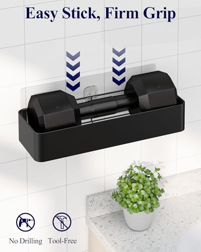 Kitsure Large Shower Caddy - 6 Pack Adhesive Bathroom Shelves Black