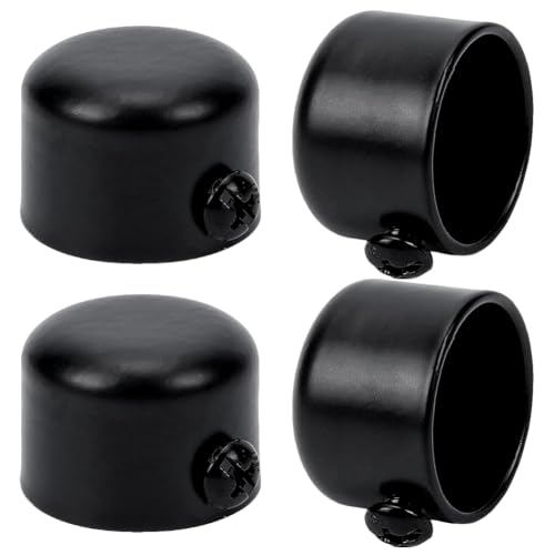 Black Curtain Rod End Caps Fits 28.5mm/1.12" Poles - Iron Finials with Screw - Replacement for Roman Curtains & Closet Rods