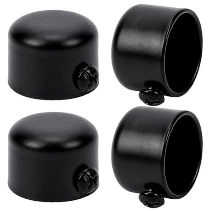 Black Curtain Rod End Caps Fits 28.5mm/1.12" Poles - Iron Finials with Screw - Replacement for Roman Curtains & Closet Rods