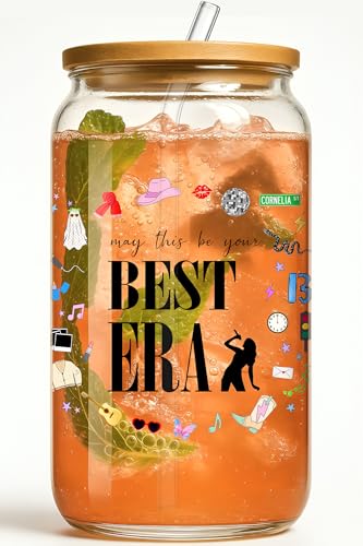 Best Era Glass Tumbler – 16oz Iced Coffee Mug for Taylor Fans, Gift for Music Lovers