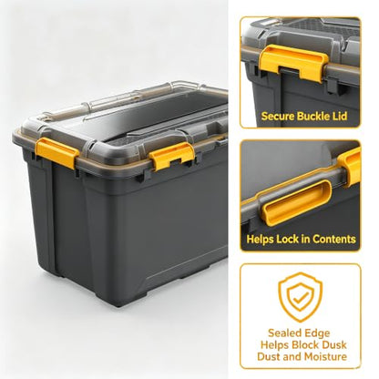 19.8 Gallon Waterproof Storage Bin with Impact-Resistant Latches - Garage Organization
