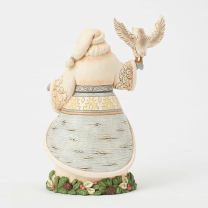 Santa Holding Owl Figurine - Handcrafted Christmas Home Decor, 8.23 Inch