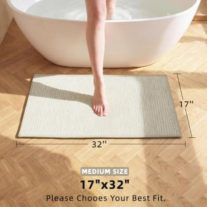 Ultra Thin Non Slip Bathroom Rug Fits Under Door Machine Washable