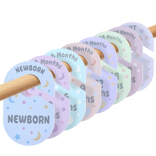 Baby Closet Dividers 8 Pack - Double-Sided Nursery Clothes Organizer Blue Starry Sky