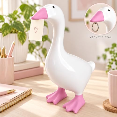 Pink Desk Goose 7 Inch Cute Desktop Statue Gift for Women - LINLINGTOYS