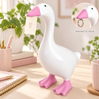 Pink Desk Goose 7 Inch Cute Desktop Statue Gift for Women - LINLINGTOYS