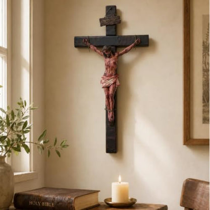 Sacred Jesus Crucifix Wall Cross Set of 2 - Catholic Religious Home Decor