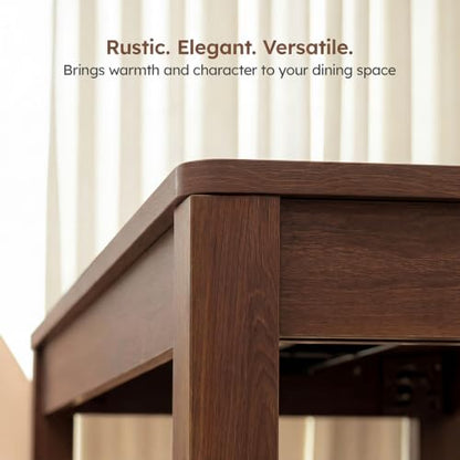 Walnut Farmhouse Dining Table for 6 - Rectangular Kitchen Table