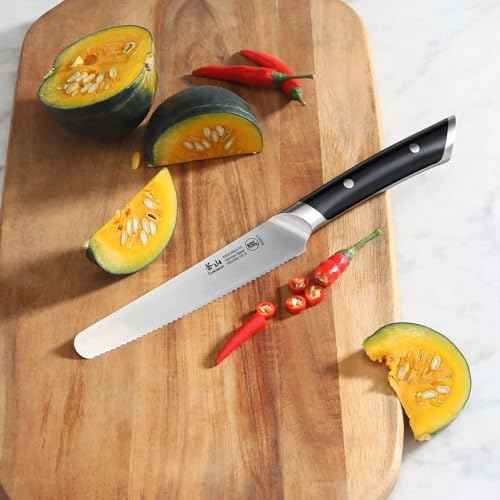 Cangshan HELENA Series 5-Inch Round-Tip Serrated Utility, Forged German Steel, Black, 505477