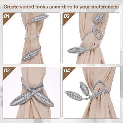 uxcell Champagne Twist Curtain Tiebacks 4Pcs - Decorative Drapery Holdbacks
