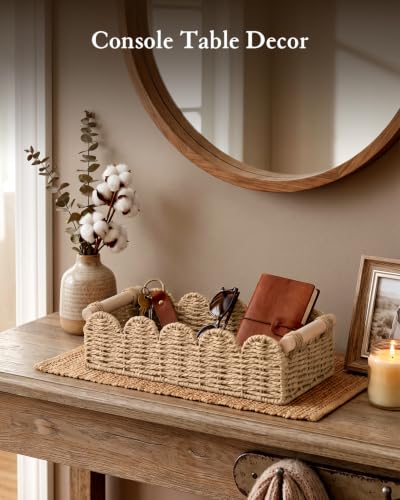 Beige Toilet Paper Storage Basket for Bathroom Decor - Small Woven Organizer