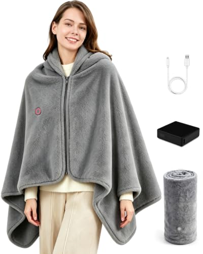 Light Lilac Cordless Heated Blanket with Battery Pack - Machine Washable, Portable Electric Throw for Home Camping Travel